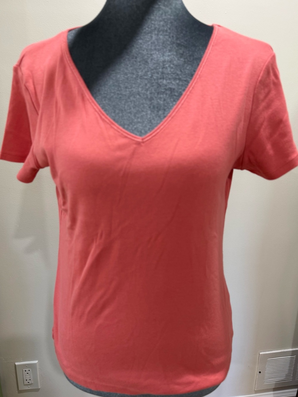 Talbots Coral V-Neck Short Sleeve Tee